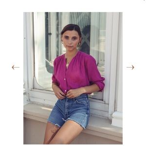 Mille Gauze Button Down Blouse, Orchid